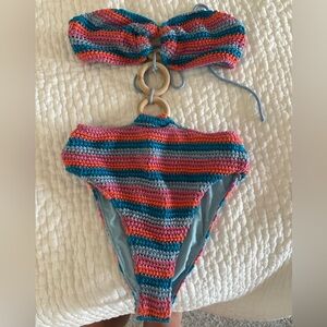 Striped Crochet Bikini Set